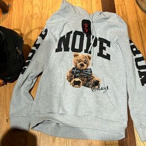 On Fire Gray Hoodie with Black and Brown Accents
